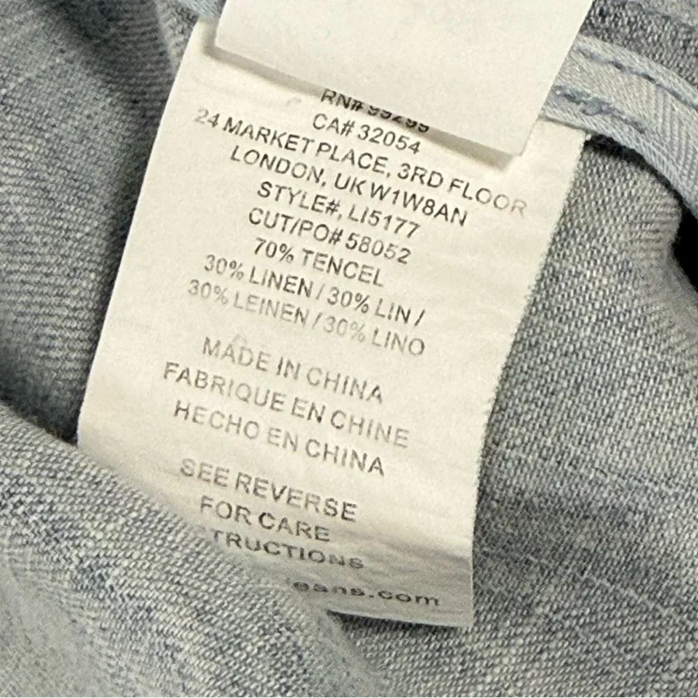 Linen Blend Level 99 Light Blue Chambray Utility Bomber Jacket Size L Large